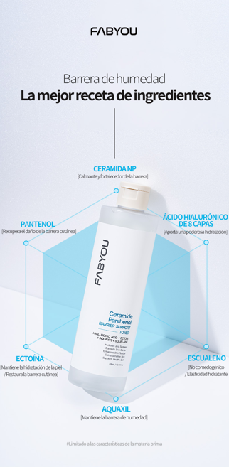 Toner Coreano hidratante con Pantenol y Cerámidas FABYOU / REGISTRO ISP N°3402C - 2/24