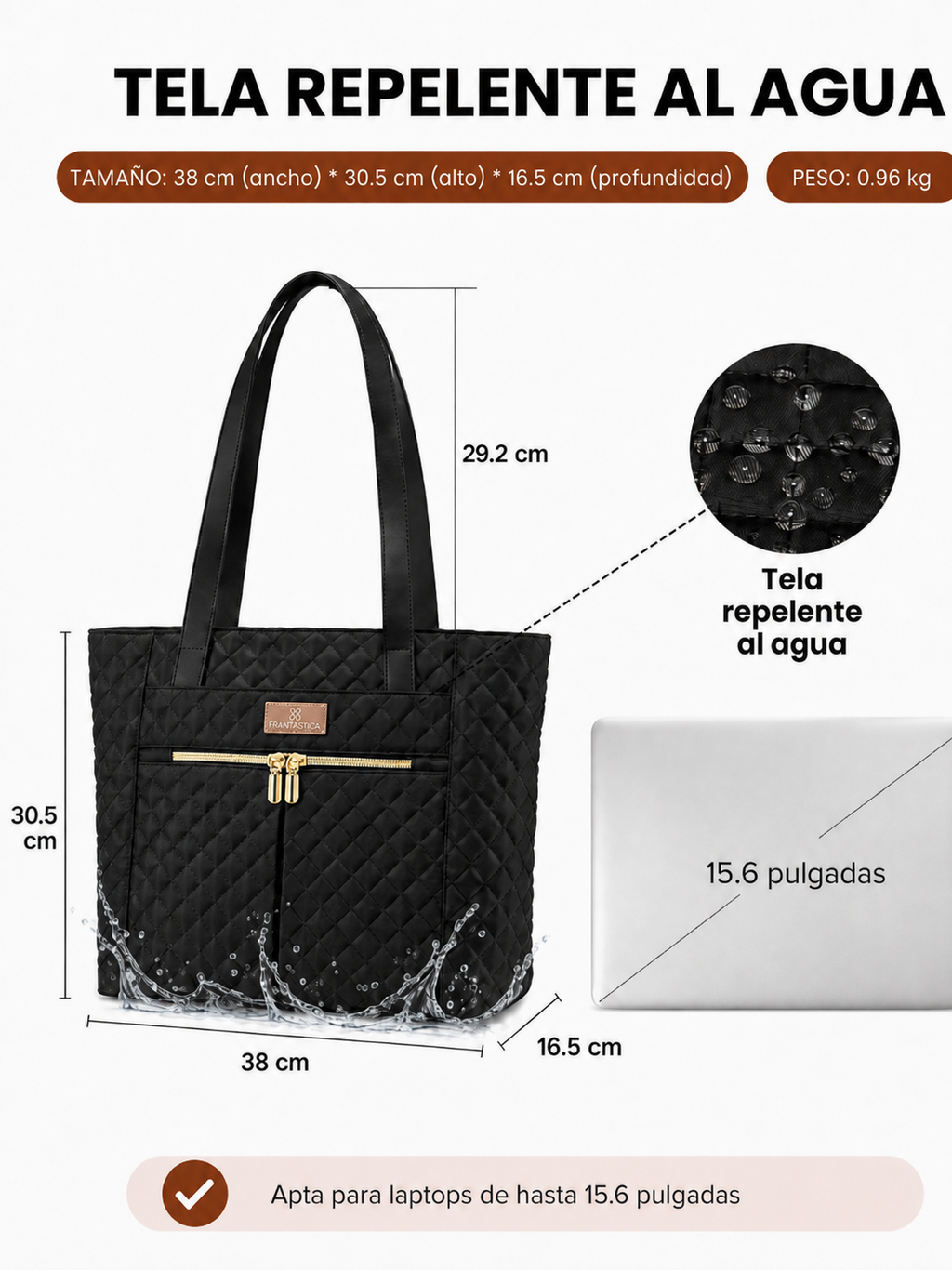 Bolso Portanotebook acolchado "FANCY" con bolso de mano de regalo