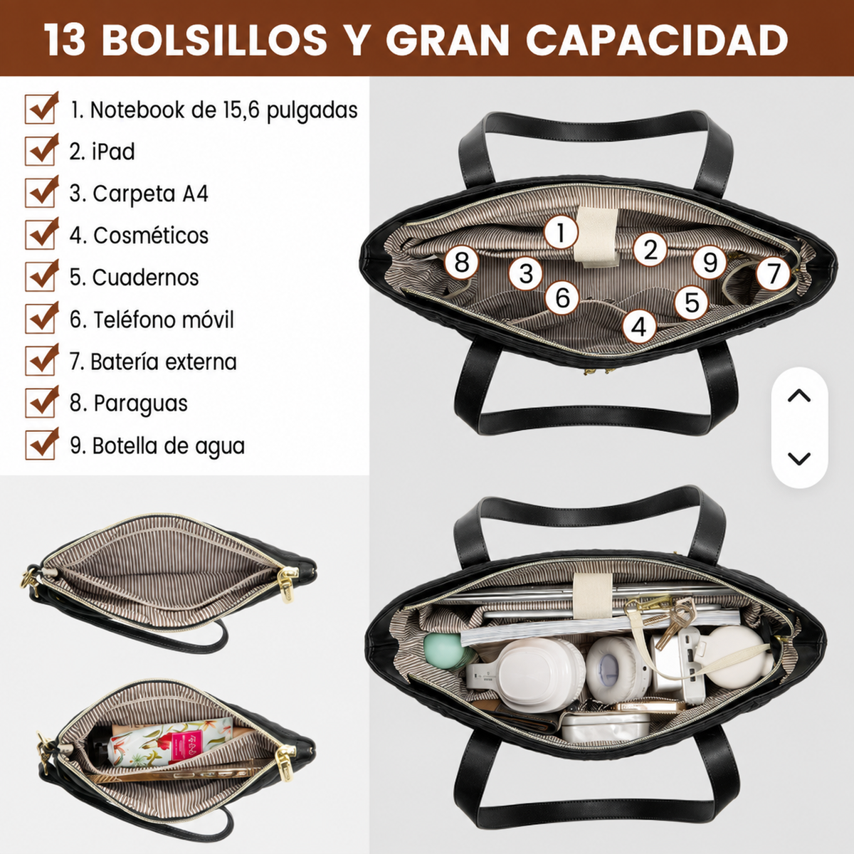 Bolso Portanotebook acolchado "FANCY" con bolso de mano de regalo