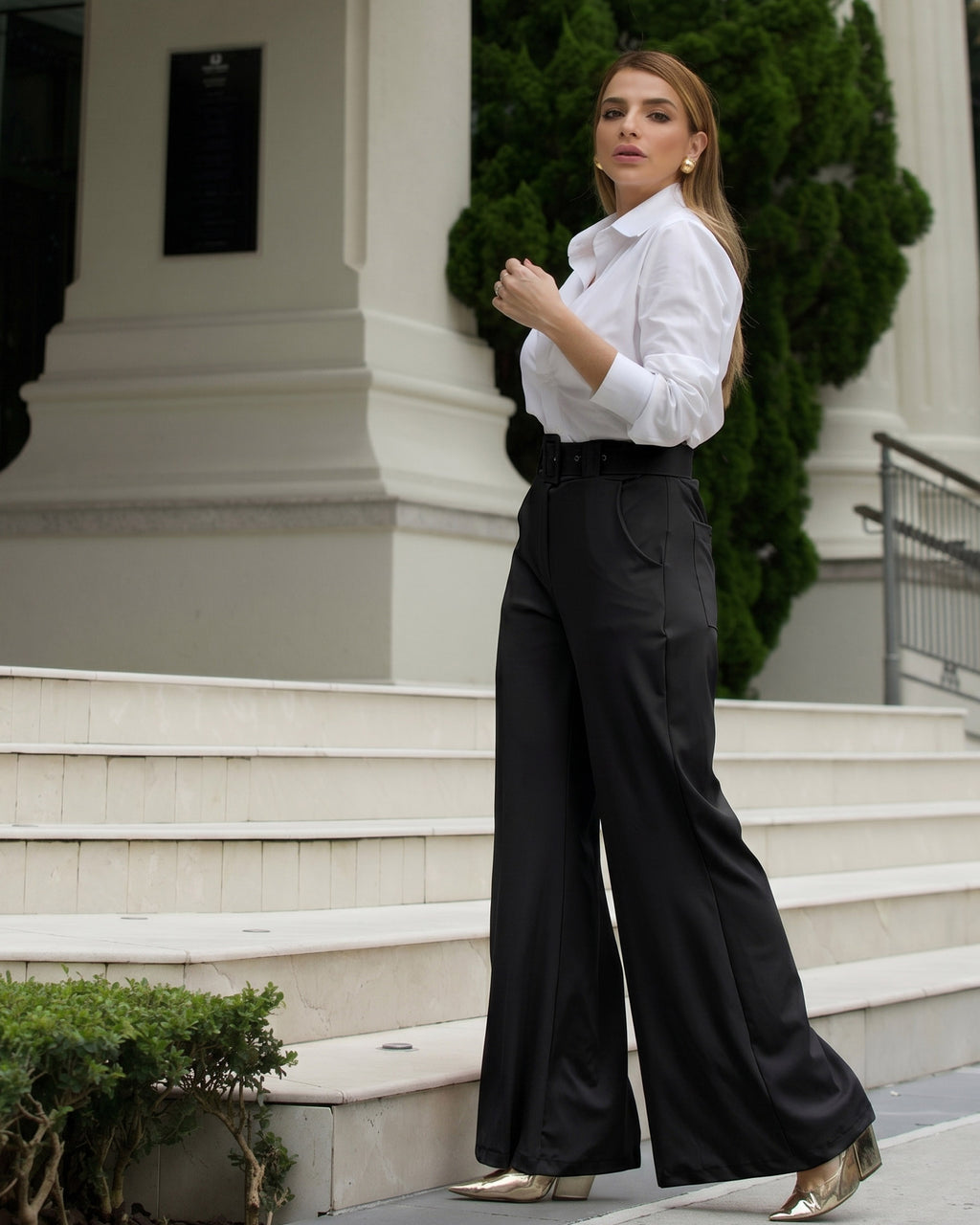 PANTALÓN PALAZZO CON CINTURÓN