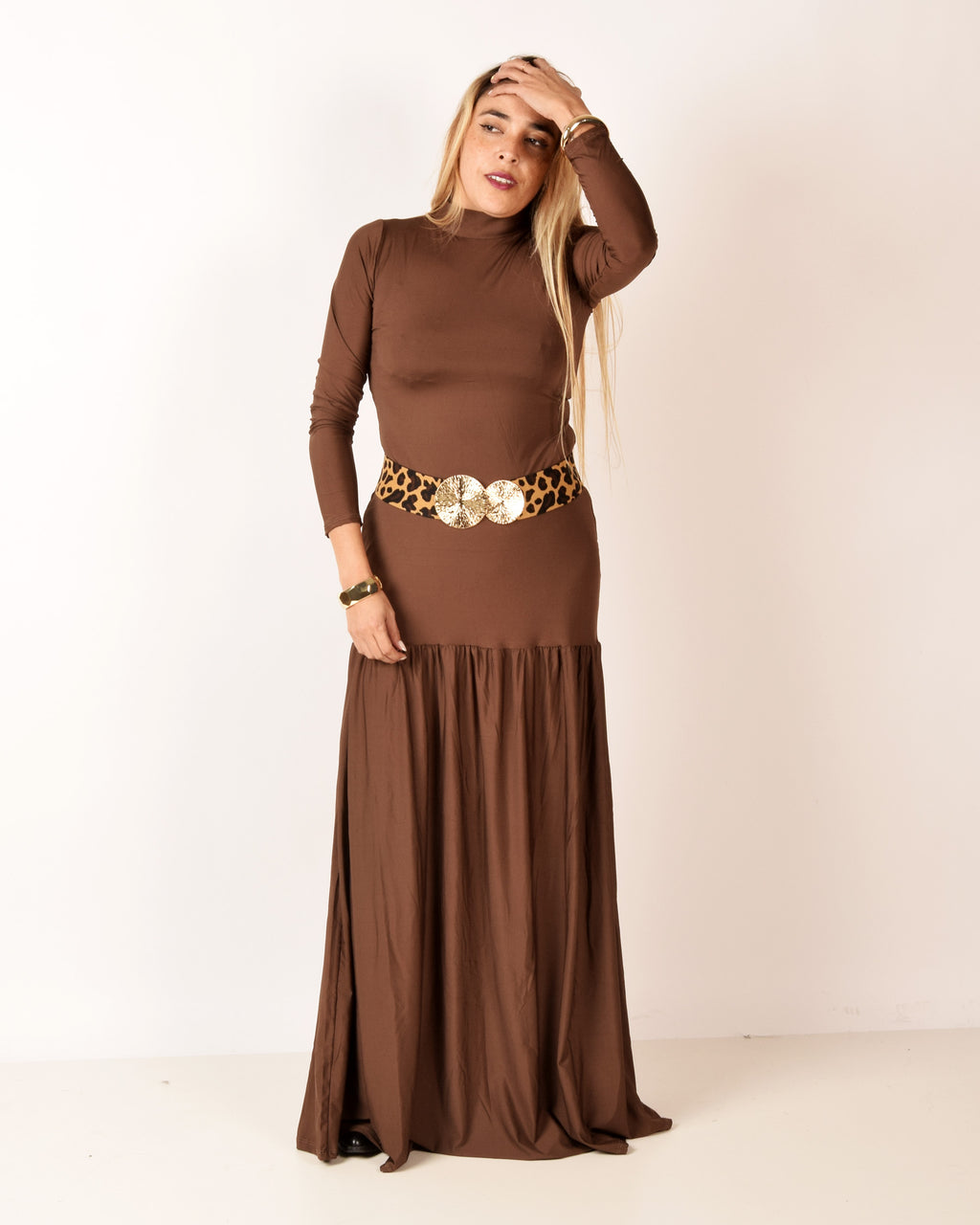 VESTIDO LARGO CUELLO ALTO LYCRA