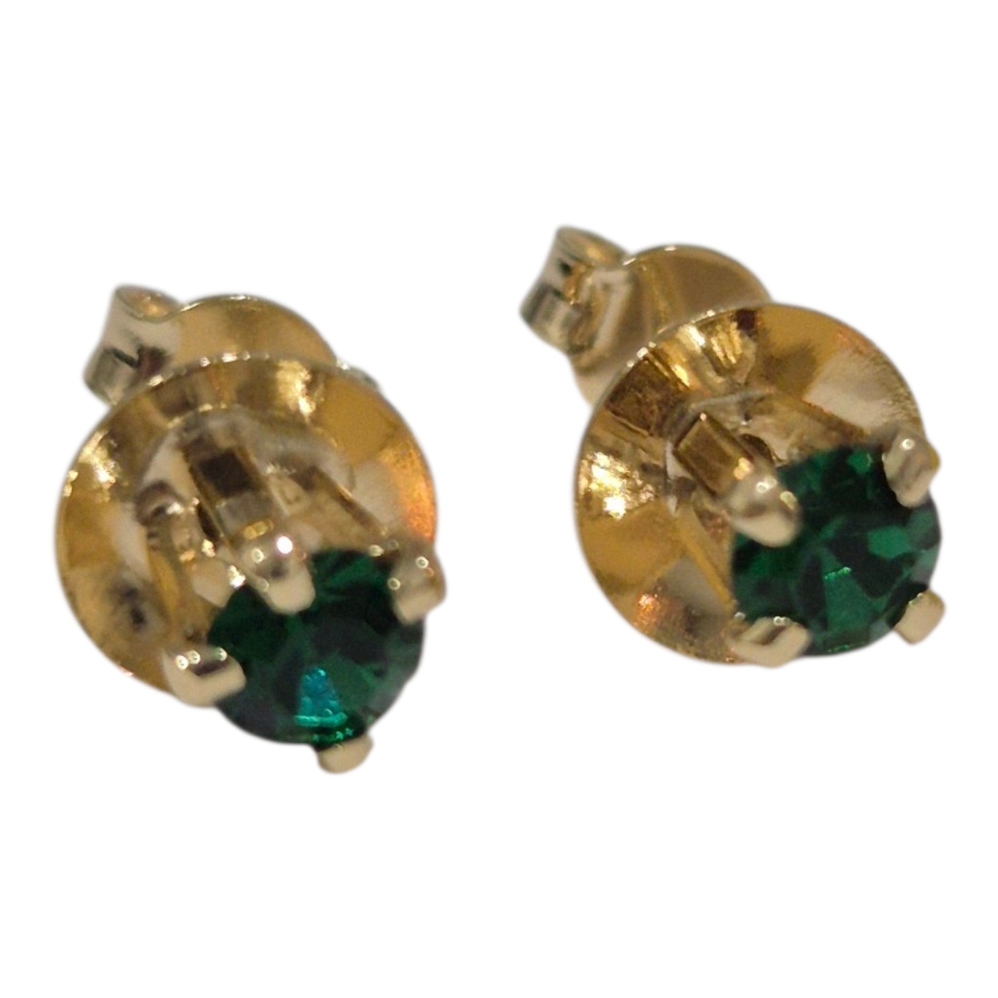 Aros boton de circon verde