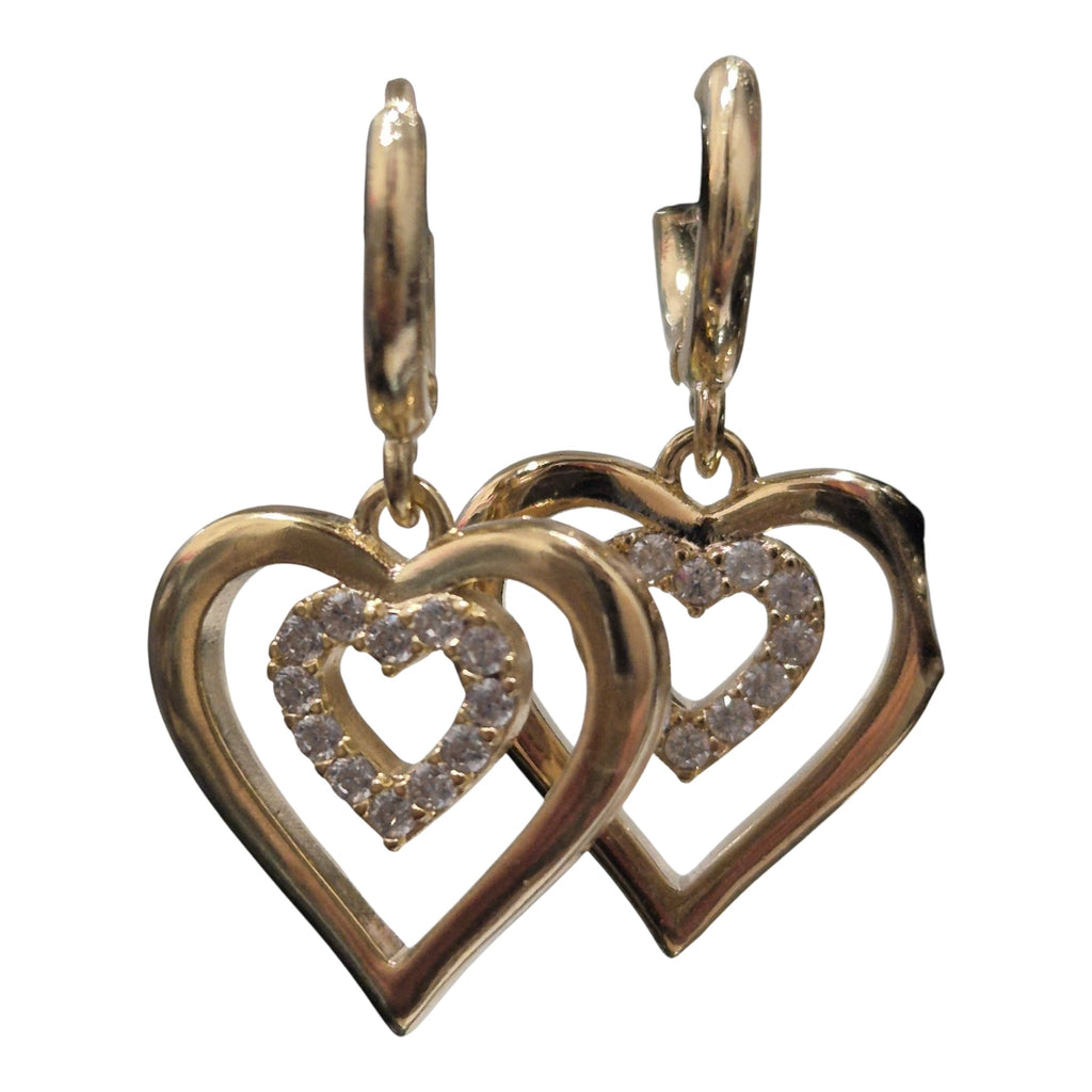 Aros doble corazón colgante