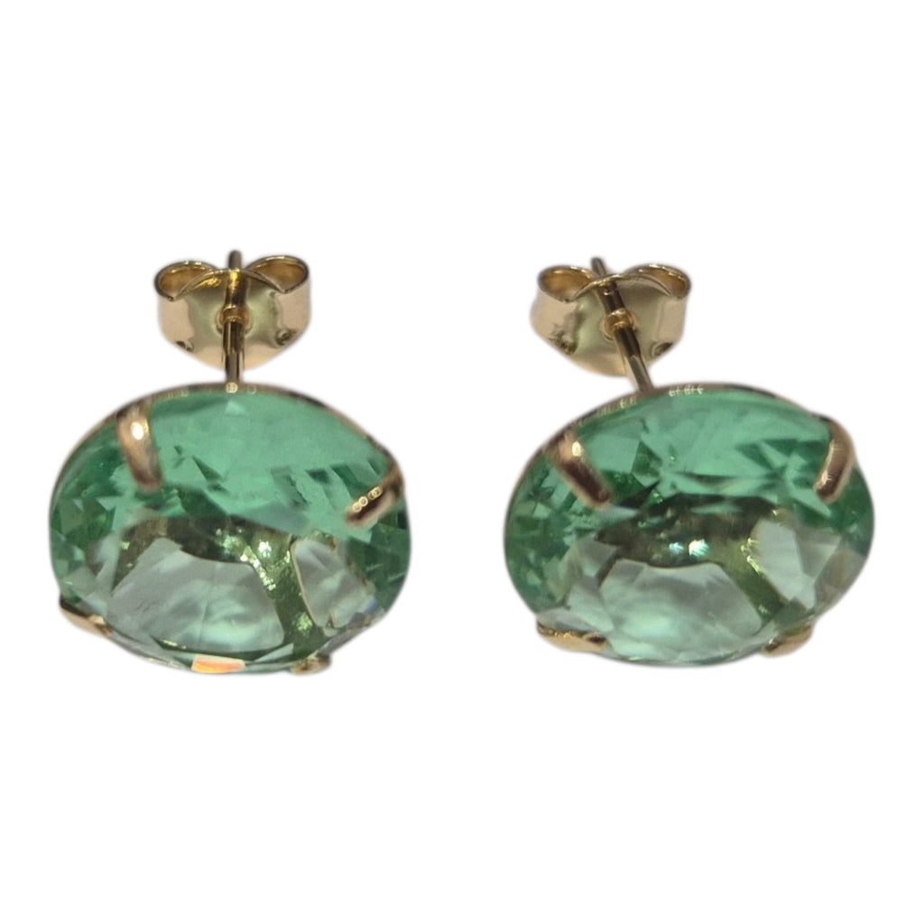 Aros cristal , verde agua.