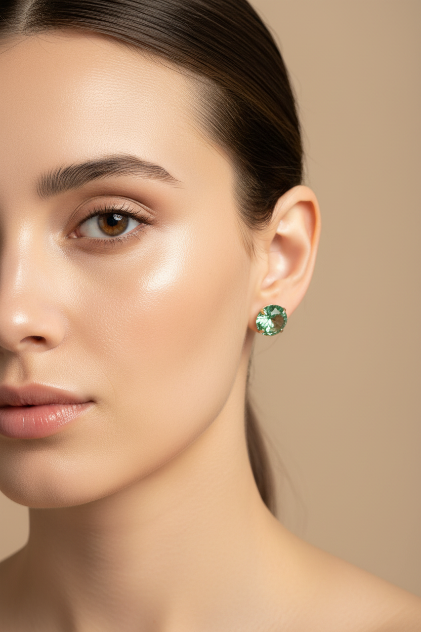 Aros cristal , verde agua.