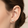 Aros corazón tejido, baño 18k.