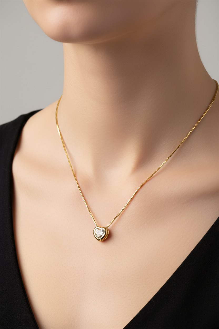 Cadena veneciana dije corazón  strass