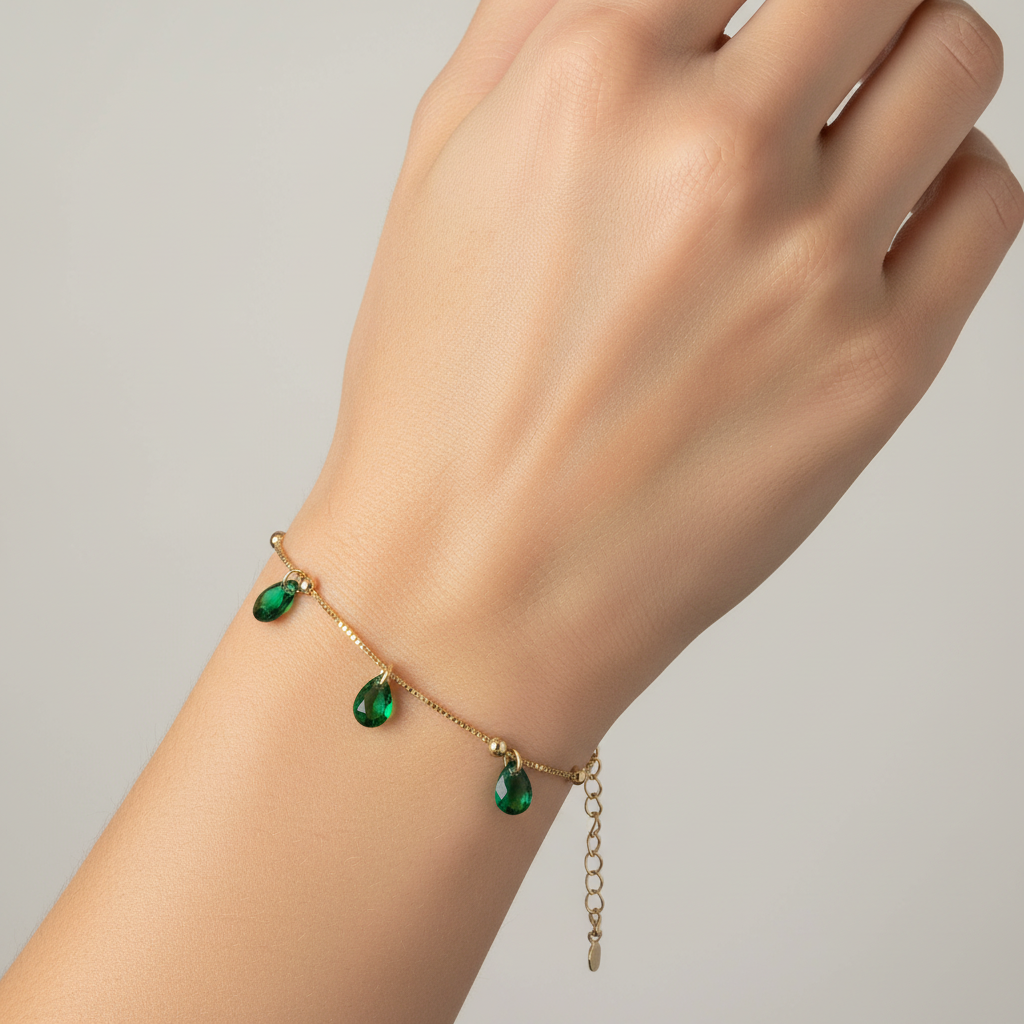 Pulsera 3 gotas verdes