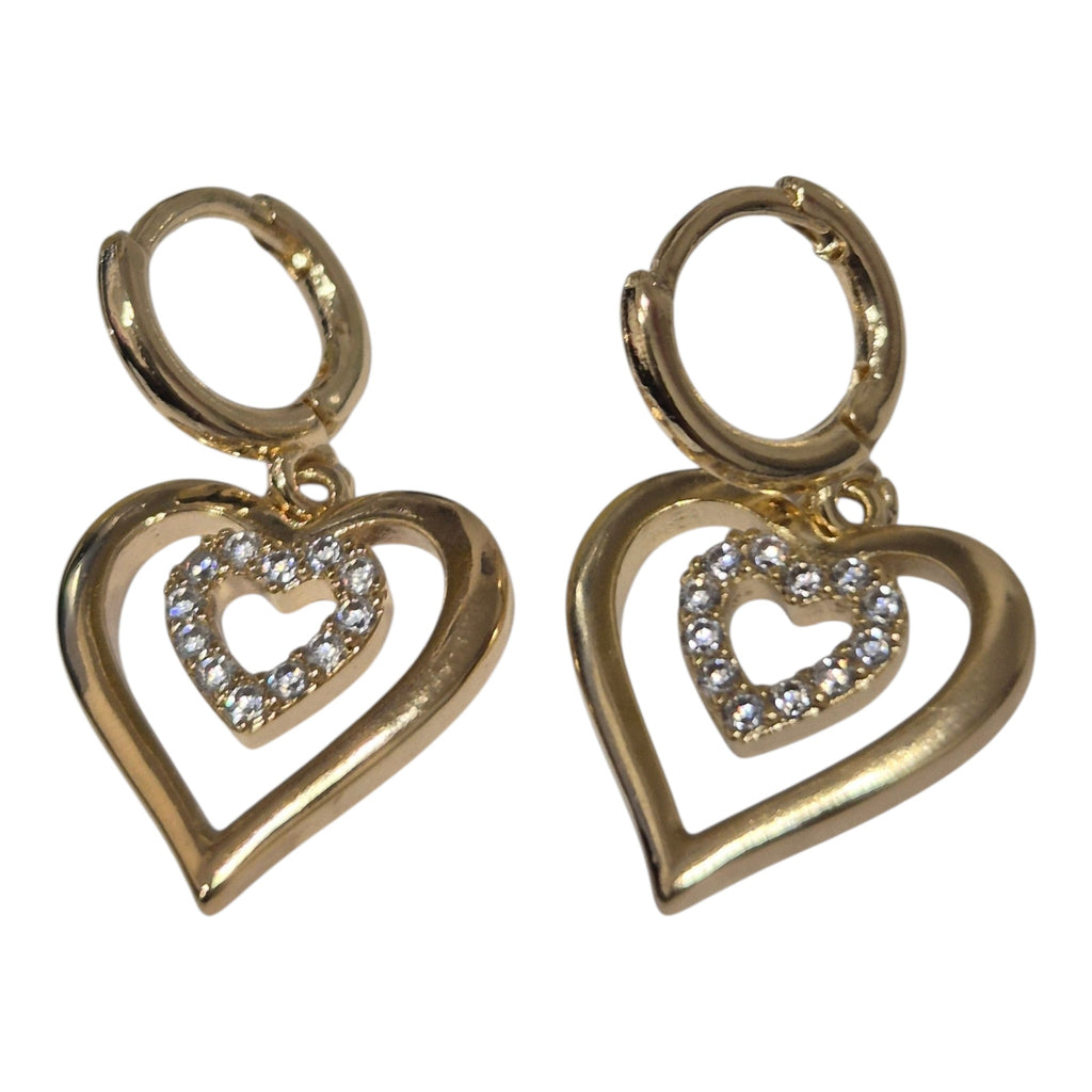 Aros doble corazón colgante
