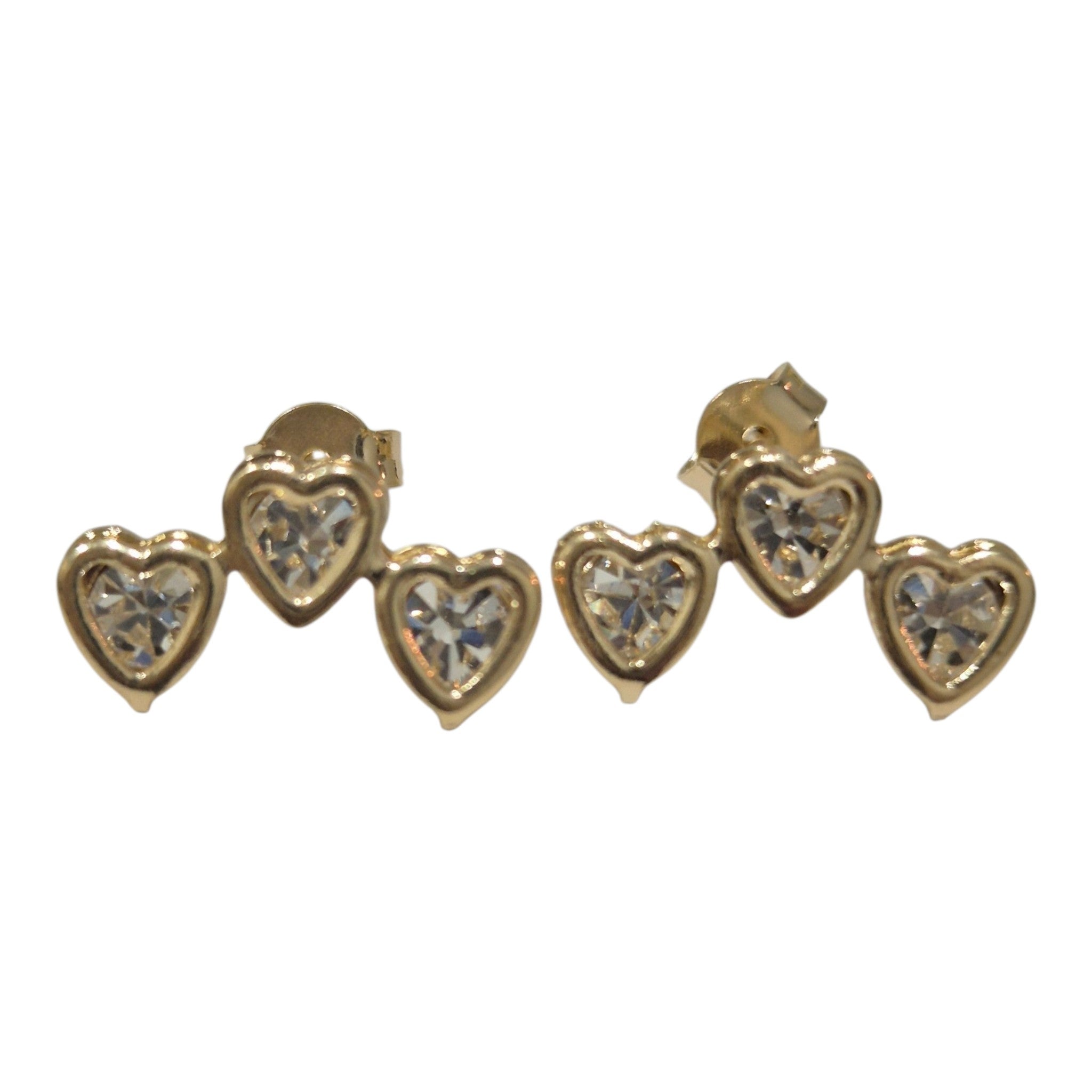Aros trio corazón circon blanco.