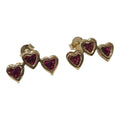 Aros trio corazón circon morado.